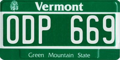 VT license plate ODP669