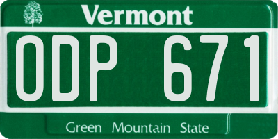VT license plate ODP671