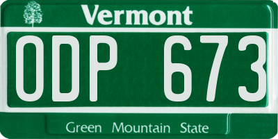 VT license plate ODP673