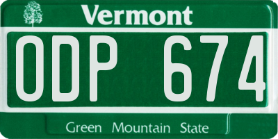 VT license plate ODP674