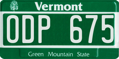 VT license plate ODP675