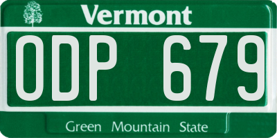 VT license plate ODP679