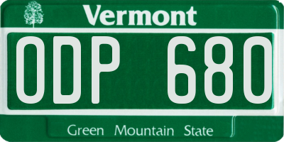 VT license plate ODP680