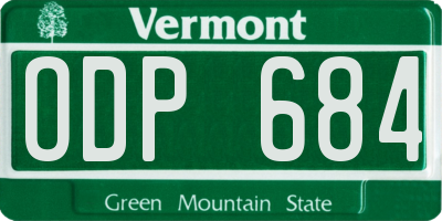 VT license plate ODP684