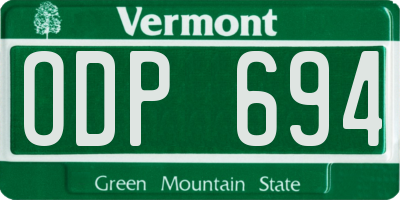 VT license plate ODP694