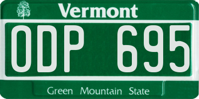 VT license plate ODP695