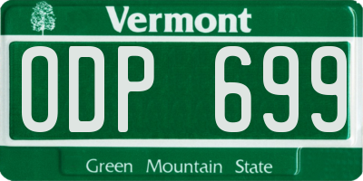 VT license plate ODP699