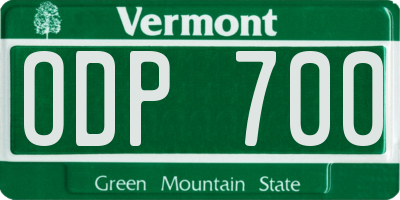 VT license plate ODP700