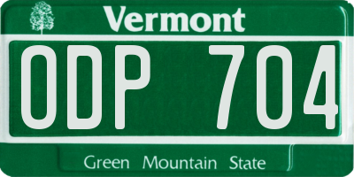 VT license plate ODP704