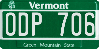VT license plate ODP706