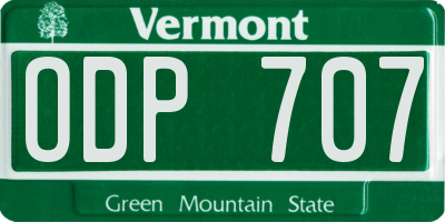 VT license plate ODP707