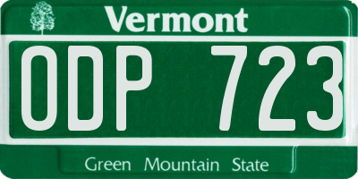 VT license plate ODP723