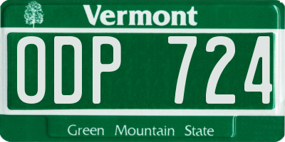 VT license plate ODP724