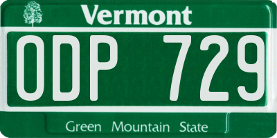 VT license plate ODP729