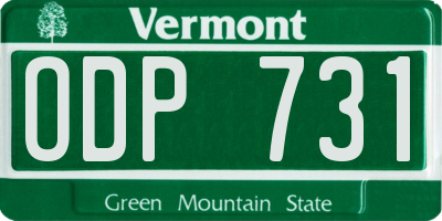 VT license plate ODP731