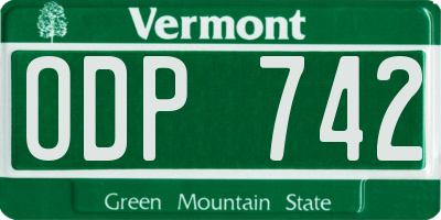 VT license plate ODP742