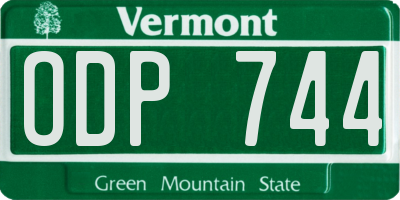 VT license plate ODP744