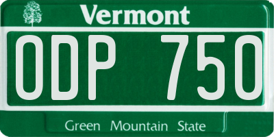 VT license plate ODP750