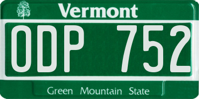 VT license plate ODP752