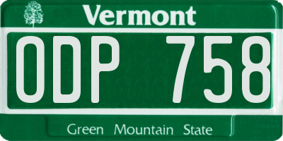 VT license plate ODP758