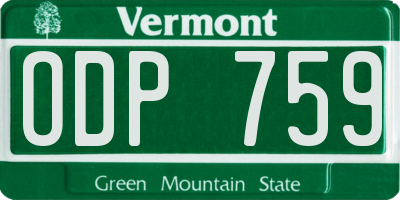 VT license plate ODP759