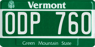 VT license plate ODP760