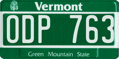 VT license plate ODP763