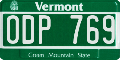 VT license plate ODP769