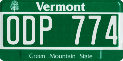 VT license plate ODP774
