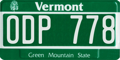VT license plate ODP778
