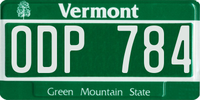 VT license plate ODP784