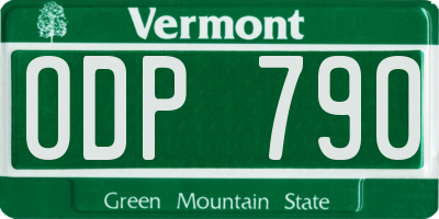 VT license plate ODP790