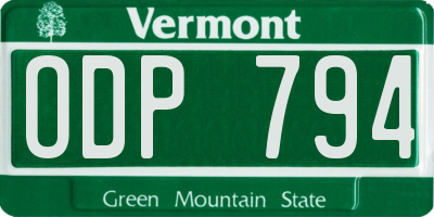 VT license plate ODP794