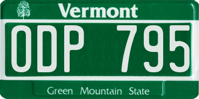 VT license plate ODP795