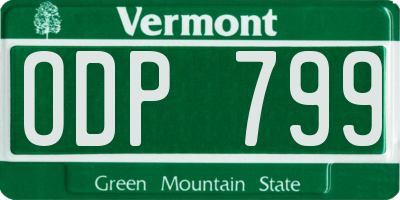 VT license plate ODP799