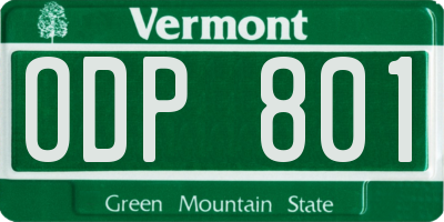 VT license plate ODP801