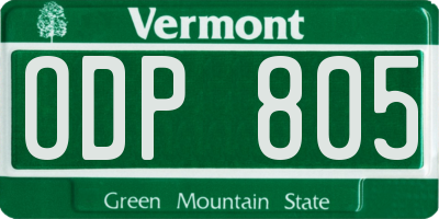 VT license plate ODP805