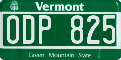 VT license plate ODP825
