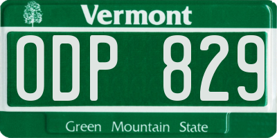 VT license plate ODP829