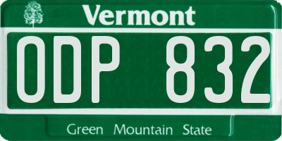 VT license plate ODP832
