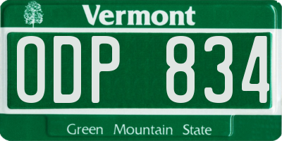 VT license plate ODP834