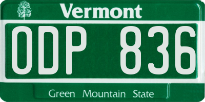 VT license plate ODP836