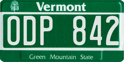 VT license plate ODP842