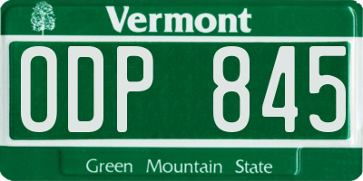 VT license plate ODP845