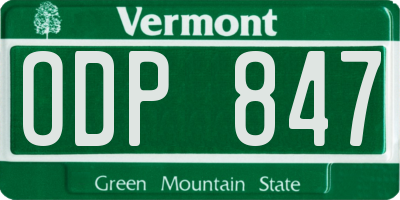 VT license plate ODP847