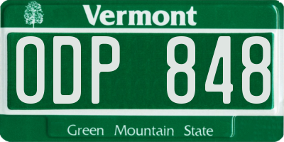 VT license plate ODP848
