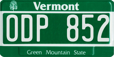 VT license plate ODP852