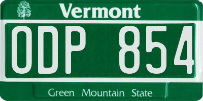 VT license plate ODP854