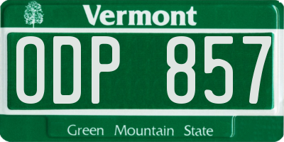 VT license plate ODP857