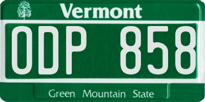 VT license plate ODP858